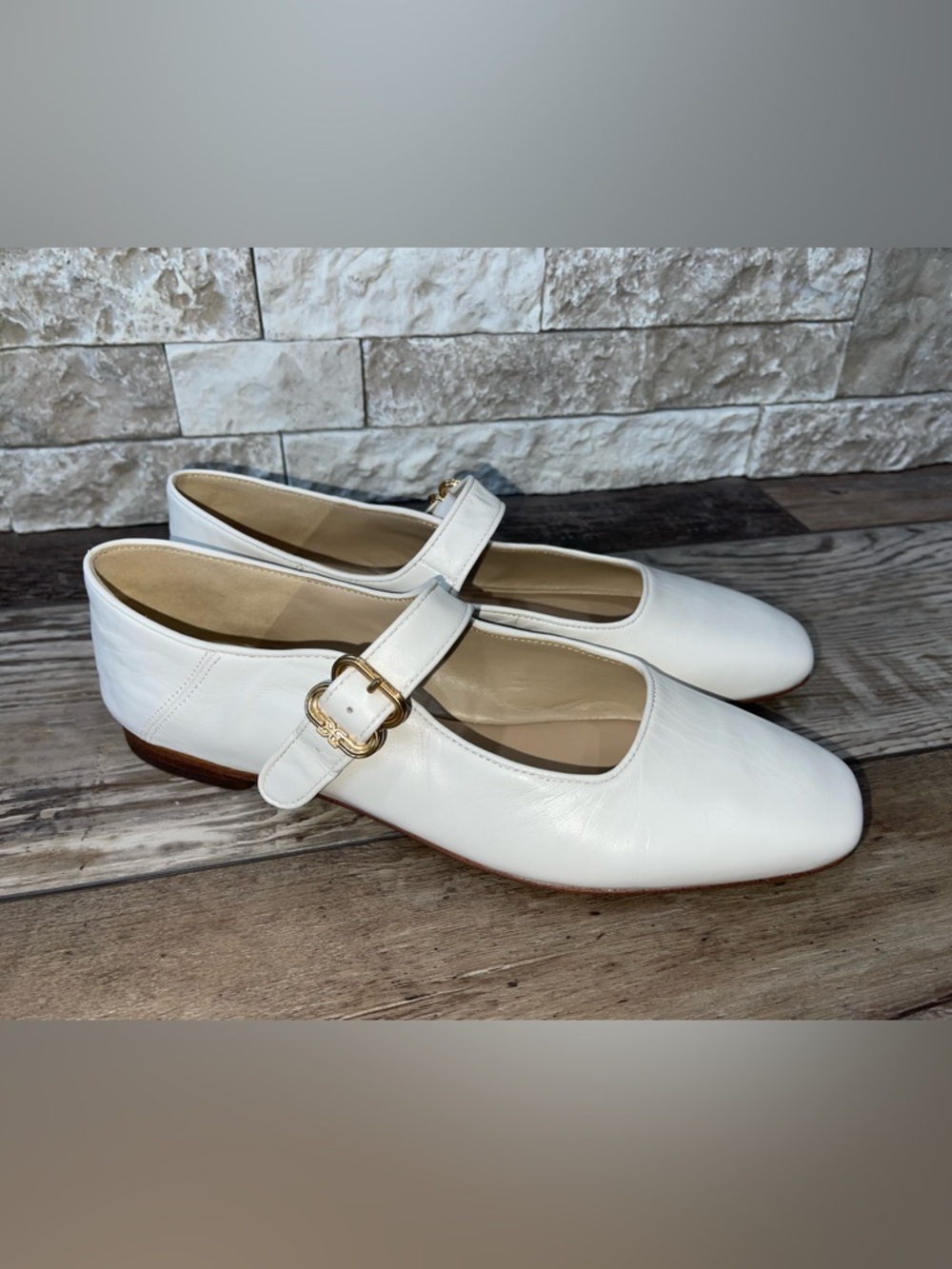 New $140 Women’s Sam Edelman Michaela Mary Jane Flats Leather White Shoe Size 10